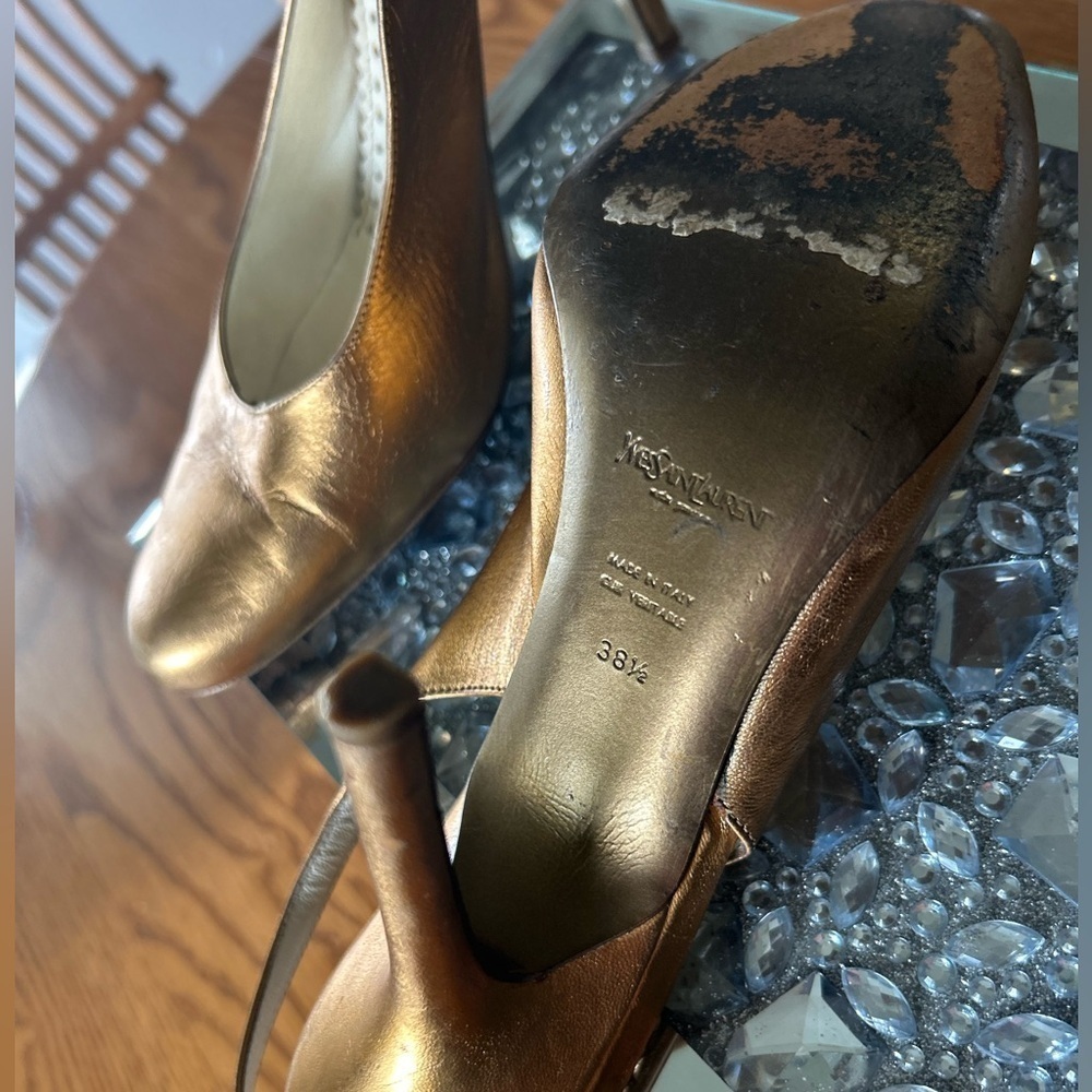 YSL Vintage Gold Slingback - Picture 3 of 11